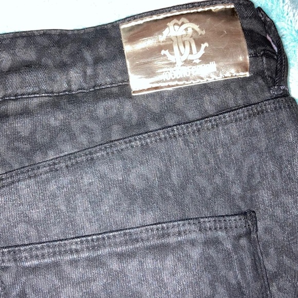 🐆 NWOT Roberto Cavalli Black Leopard Coated Jeans​ - Picture 12 of 16